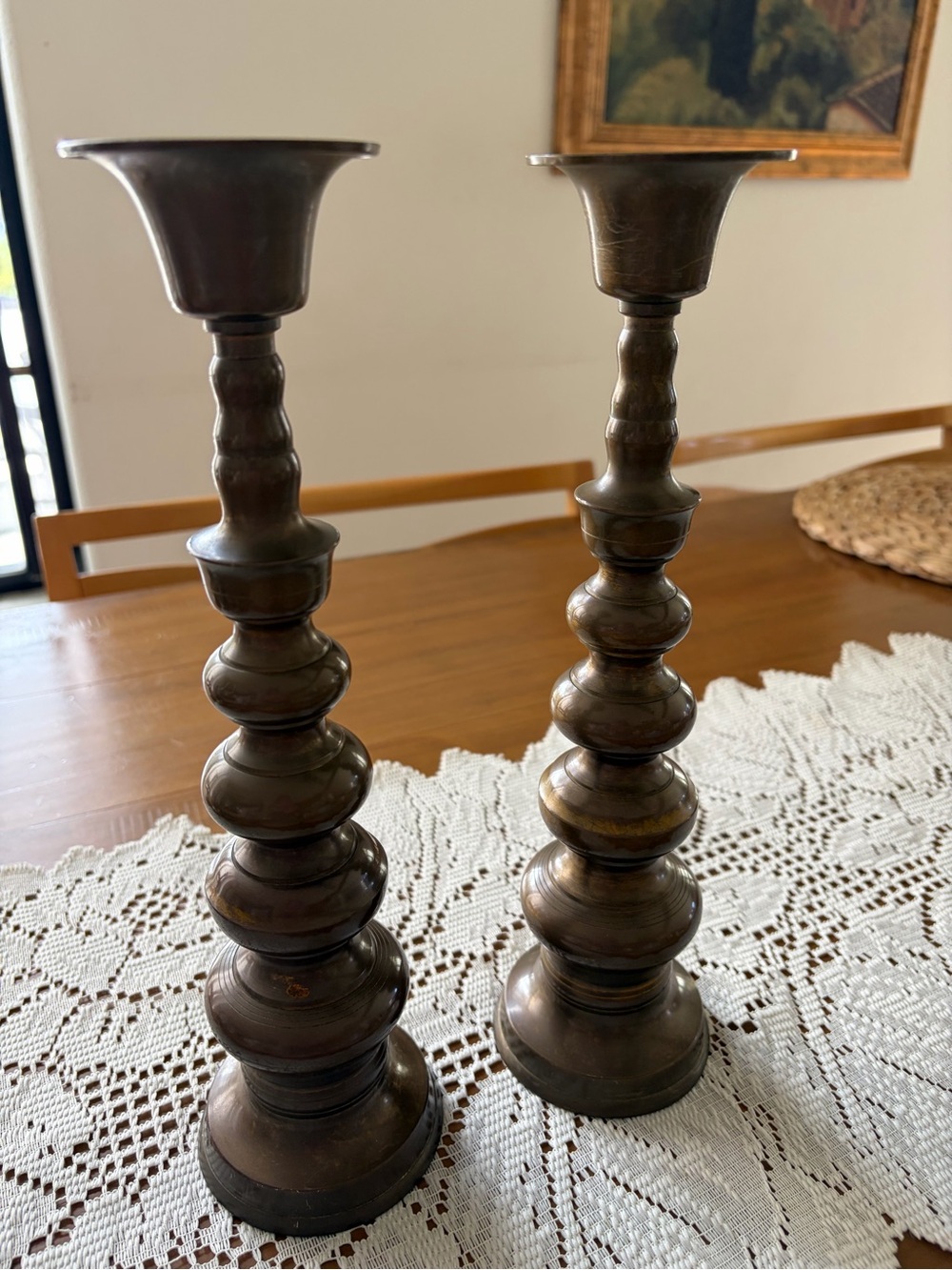 Brass Fluted Decorative Candlesticks - 1 pair
